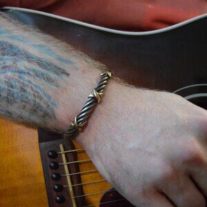 Vintage 18k Gold and Sterling Silver Twisted Cuff by TORC ALS